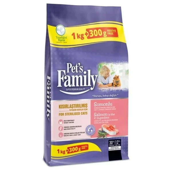 Pet's Family Salmon Sterilized Adult Cat Food 1000 + 300 gr