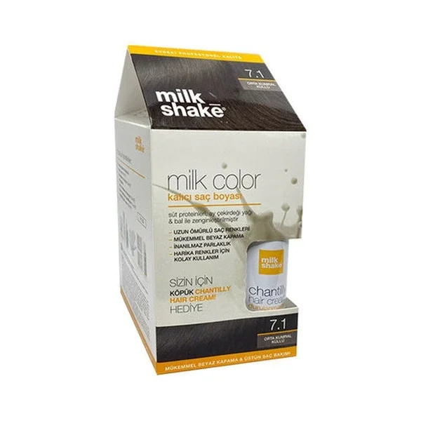 Milk Shake Milk Color Permanent Hair Dye 7.1 - Medium Blonde Ash - Foam Gift