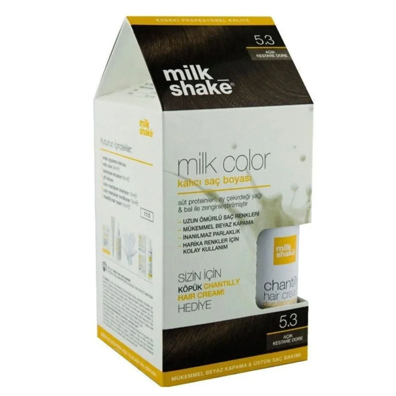 Milk Shake Milk Color Permanent Hair Dye 5.3 - Light Chestnut - Foam Gift