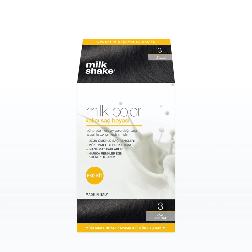 Milk Shake Milk Color Permanent Hair Dye 3 - Dark Chestnut - Eco Kit