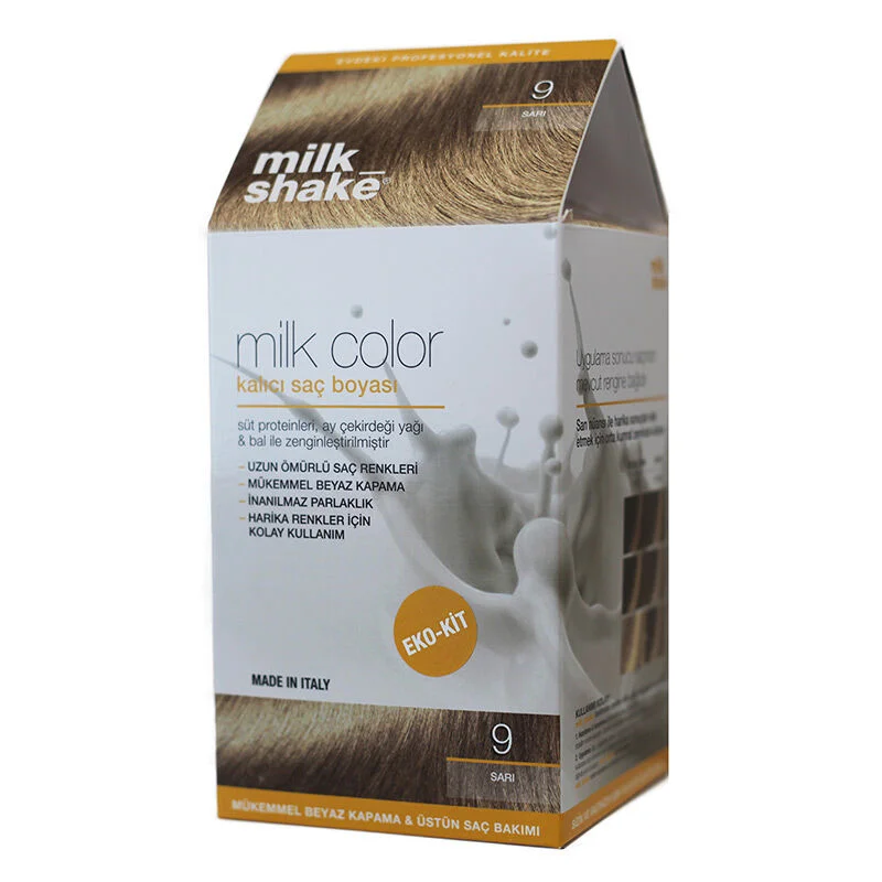 Milk Shake صبغة شعر دائمة ميلك شيك ميلك كولور 9 أصفر مجموعة إيكو