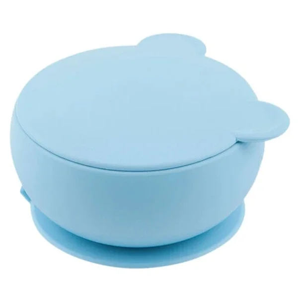 Oioi Silicone Bowl With Lid 6 months+ Blue