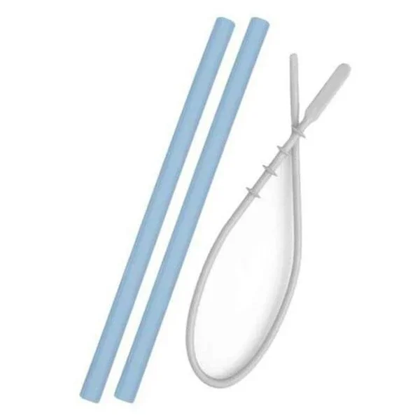 Oioi Silicone Straw With Cleaning Brush 2 pcs 6 months+ Blue