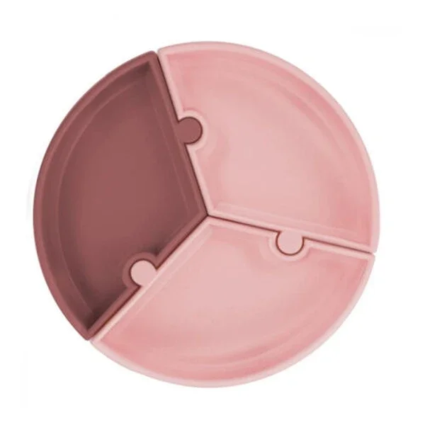 Oioi Silicone Puzzle Food Plate 6 months+ Pink - Claret Red