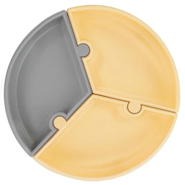 Oioi Silicone Puzzle Food Plate 6 months+ Yellow - Gray