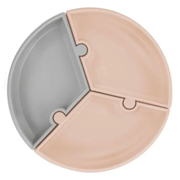 Oioi Silicone Puzzle Food Plate 6 months+ Gray - Beige