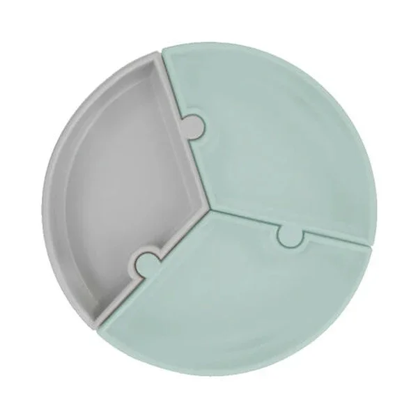 Oioi Silicone Puzzle Food Plate 6 months+ River Green - Powder Grey