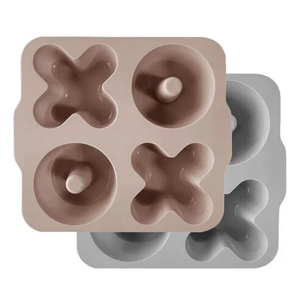 Oioi Xoxo Silicone Compartment Muffin Mold 2 pcs Bubble Beige - Powder Grey