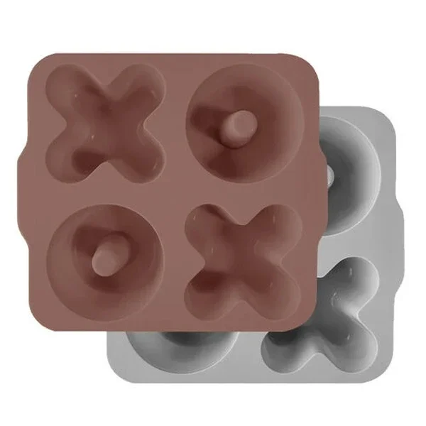 Oioi Xoxo Silicone Compartment Muffin Mold 2 pcs Woody Brown - Powder Grey