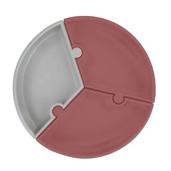 Oioi Silicone Puzzle Food Plate 6 months+ Welvet Rose-powder Grey