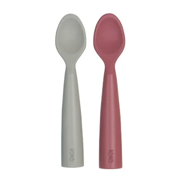 Oioi Silicone Nam Nam Baby Feeding Spoon 6 months+ 2 li - Rose And Grey