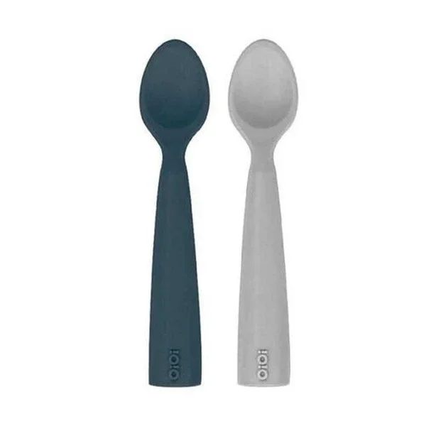 Oioi Silicone Nam Nam Baby Feeding Spoon 6 months+ 2 li - Deep Blue- Powder Grey
