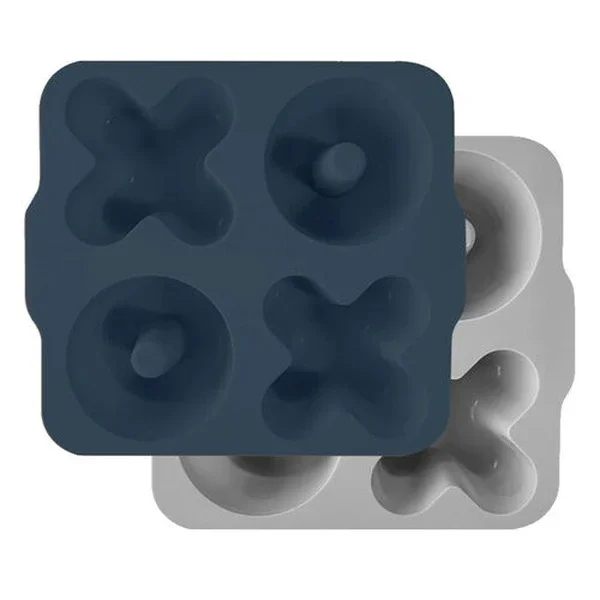 Oioi Xoxo Silicone Compartment Muffin Mold 2-pcs Deep Blue - Powder Grey