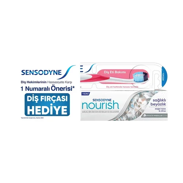 Sensodyne Nourish Healthy Whiteness 50 ml + Sensodyne Gum Care Soft Toothbrush Set