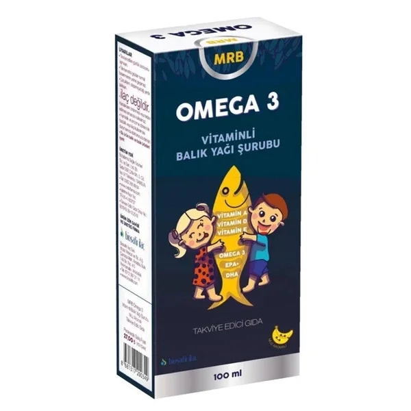 Mrb Omega 3 banana Flavored Fish Oil Syrup Food Supplement 100 ml