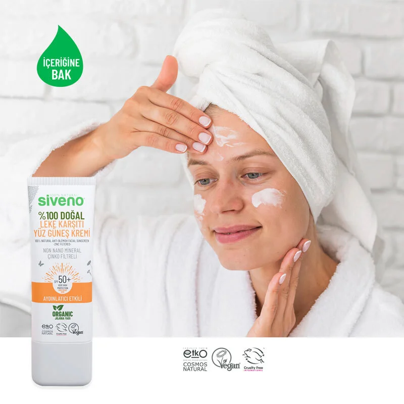 Siveno Natürliche Sonnencreme SPF 50 für das Gesicht - Fleckenreduzierend 30ml