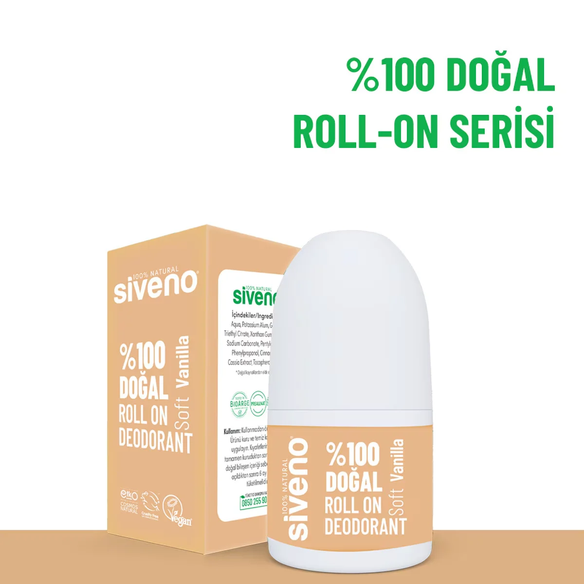 Siveno سيفينو رول اون طبيعي بنكهة الفانيليا الناعمة 50 مل