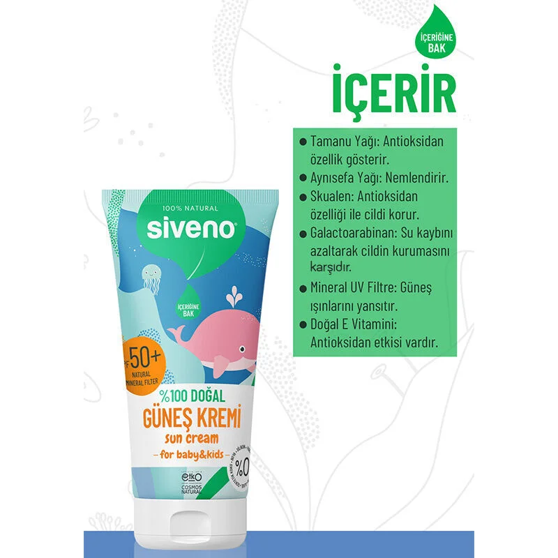 Siveno Natural Sun Cream For Babies Spf50+ 50 ml