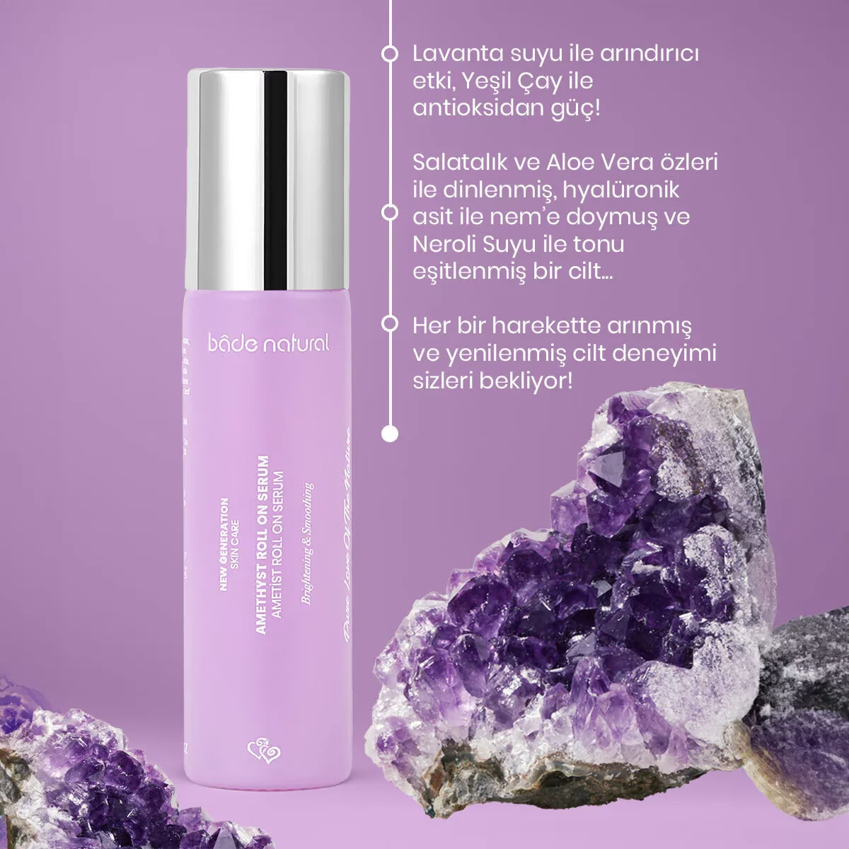 Сыворотка-роллер для очищения с аметистом Bade Natural 10 мл