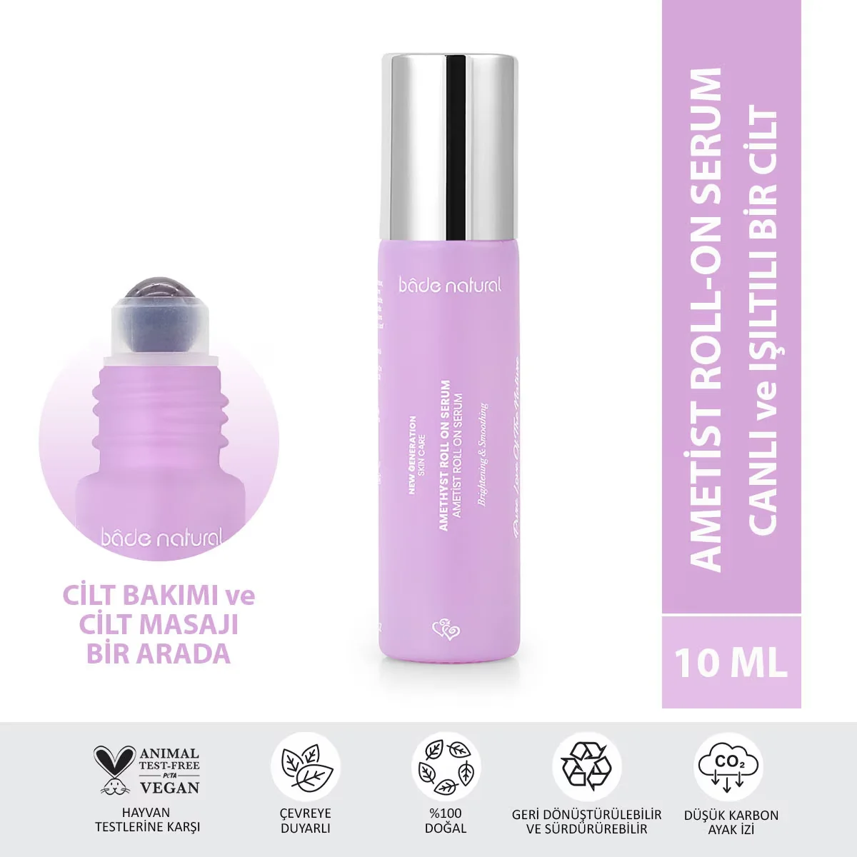 Сыворотка-роллер для очищения с аметистом Bade Natural 10 мл