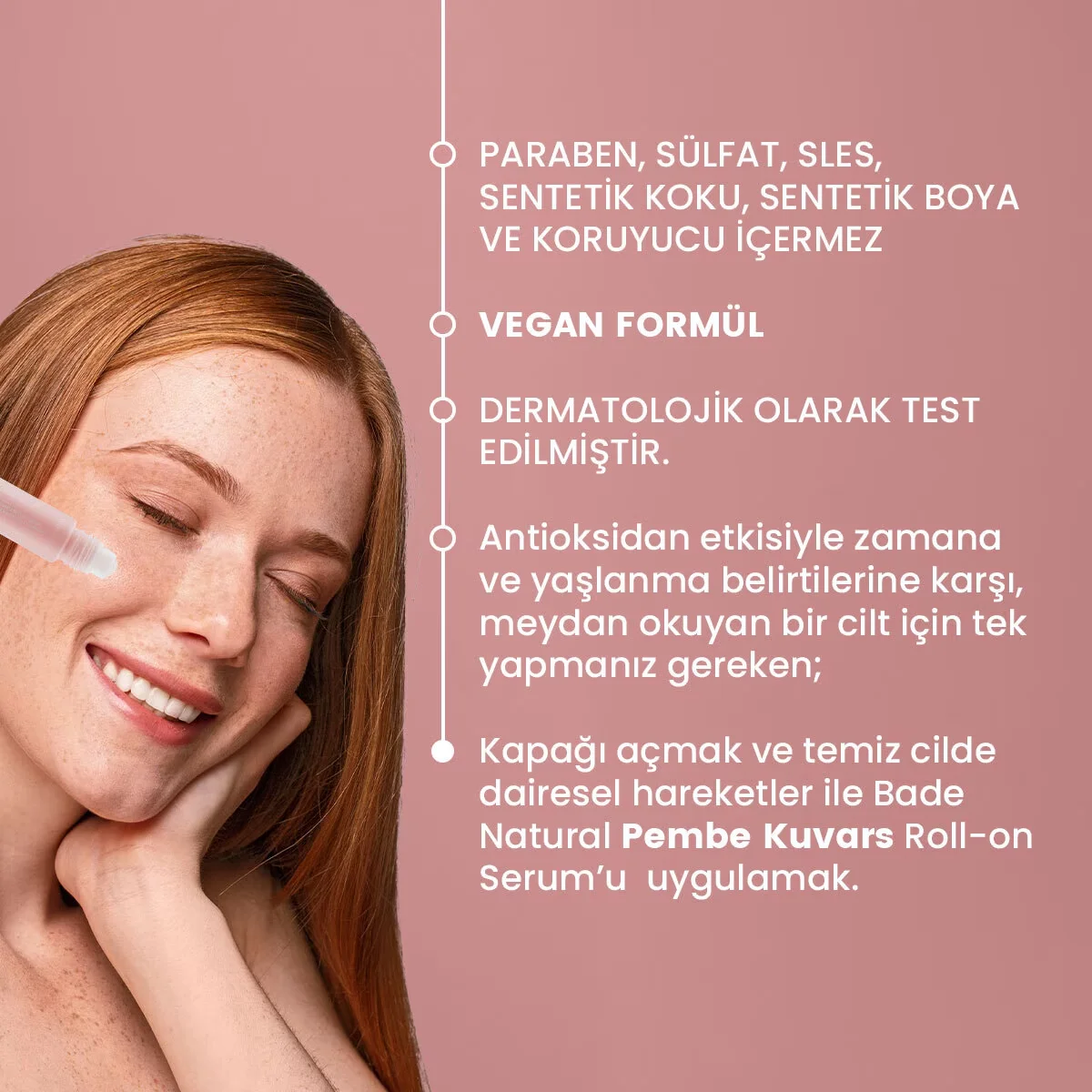 Bade Natural Rose Quartz Serum Roll-On 10 ml - Antioxidant & Vegan