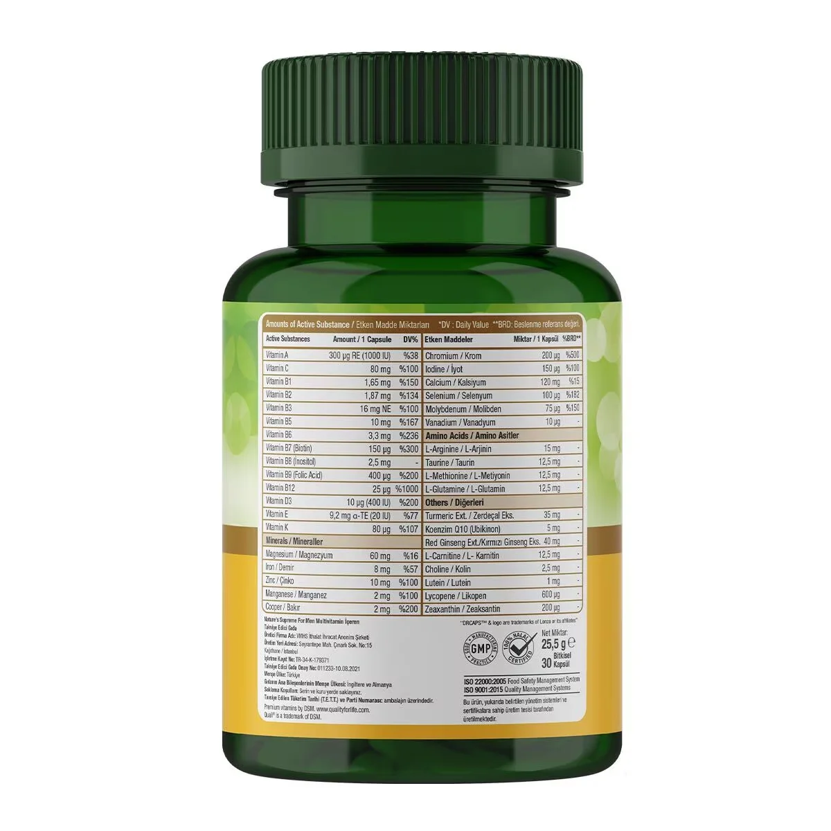 Männer-Multivitamin mit Kurkuma und Ginseng 30 Kapseln