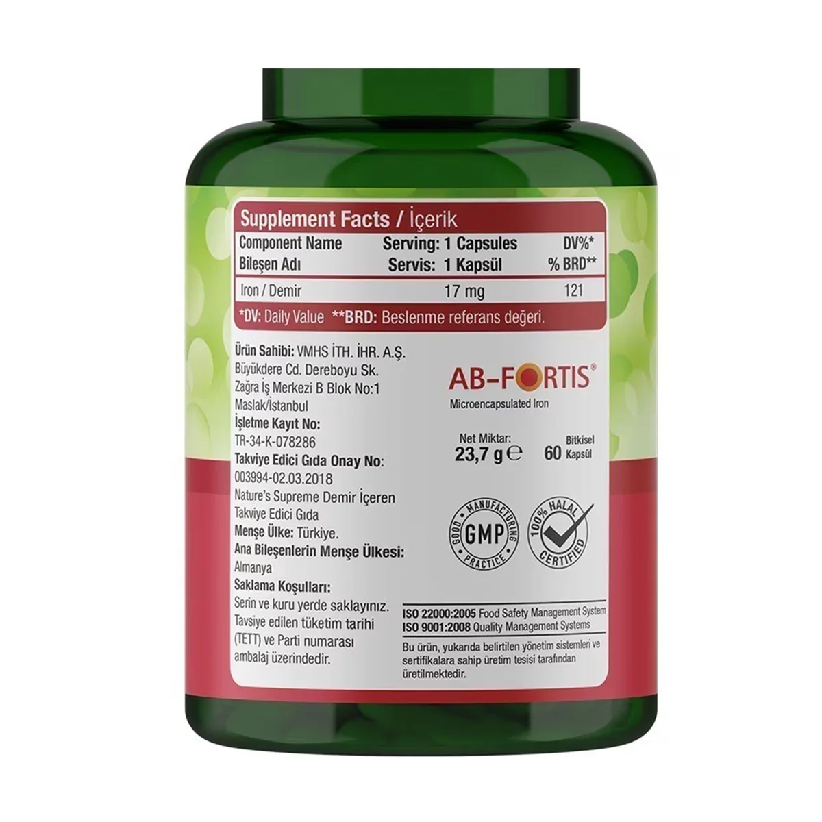Eisen 17 mg - Hoch bioverfügbare Kapseln von Nature's Supreme