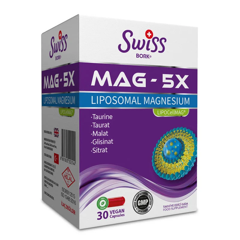 Swiss Bork Mag-5X Liposomale Magnesium Vegane Kapseln