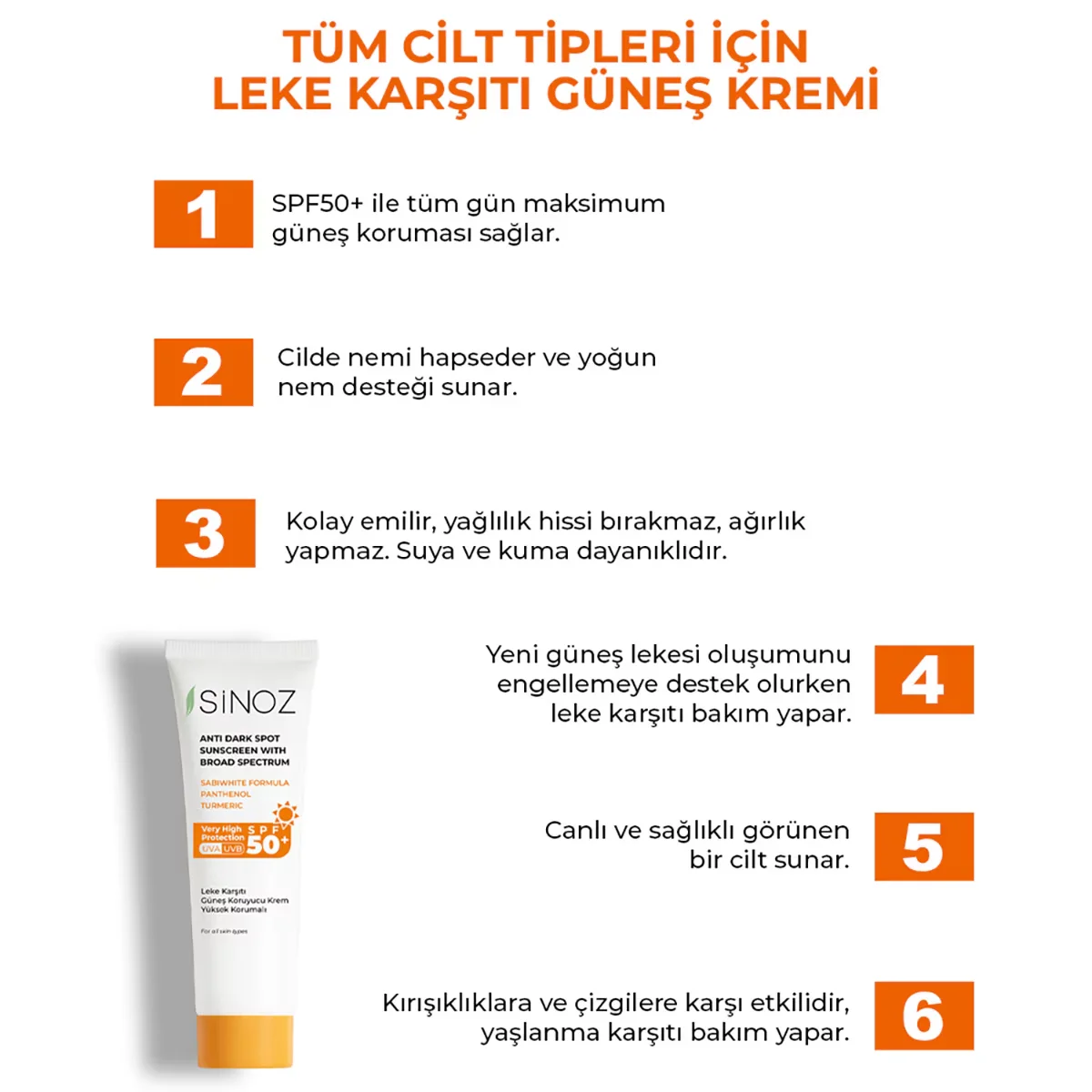 Sinoz Anti-spot Sunscreen Cream Spf 50+ 50 ml