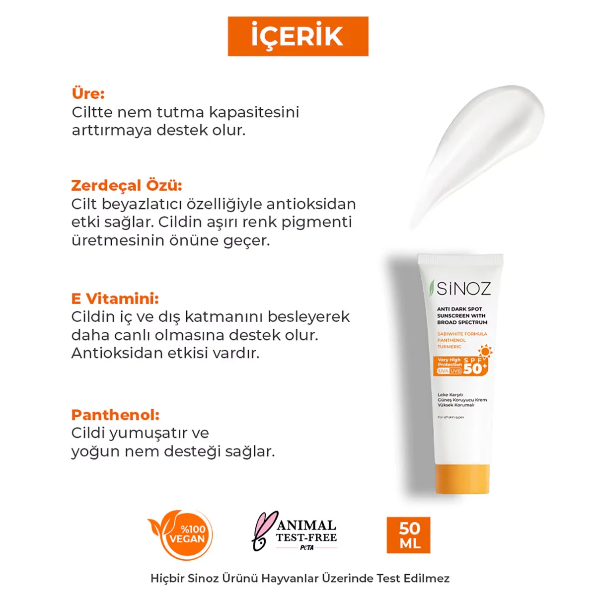 Sinoz Anti-spot Sunscreen Cream Spf 50+ 50 ml