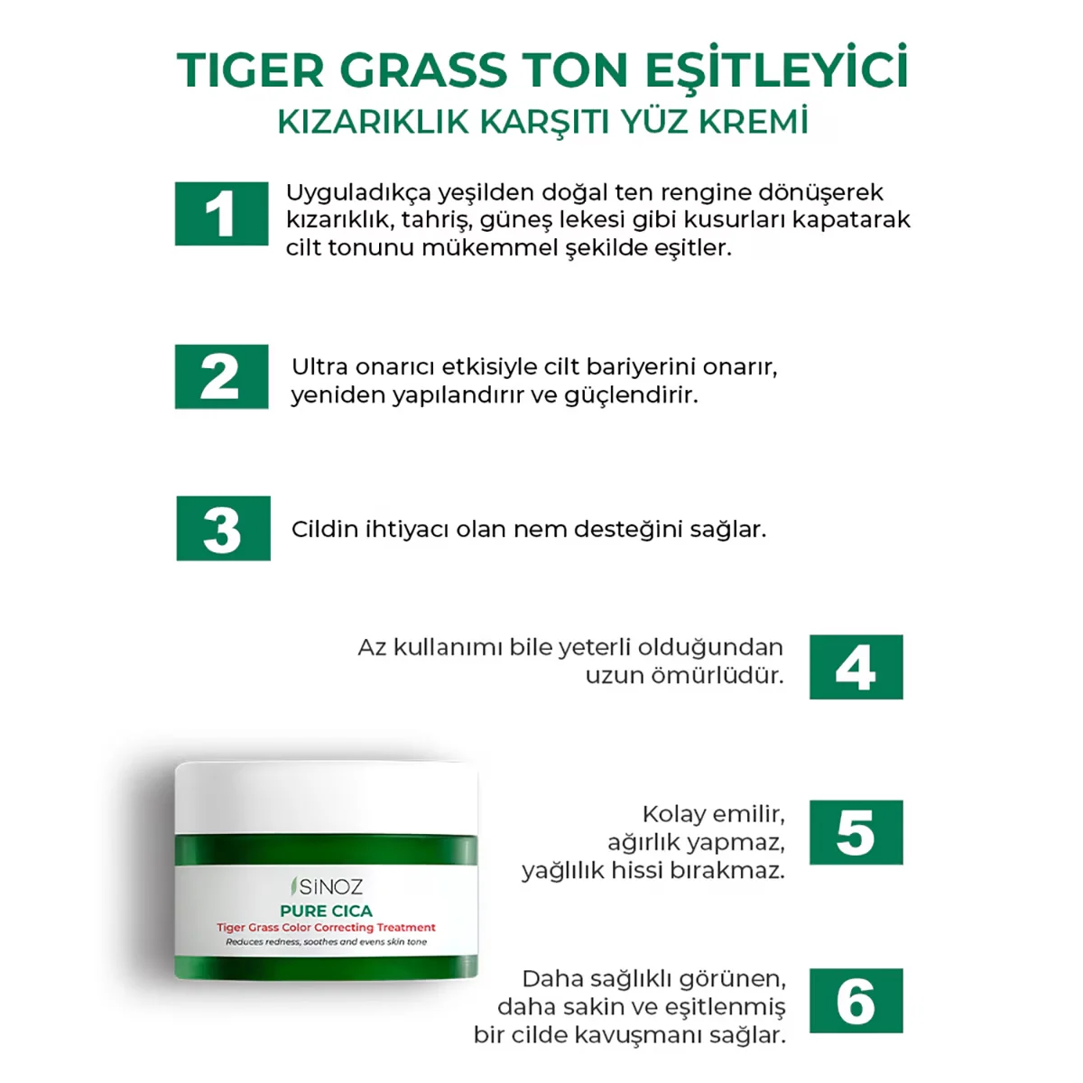 Sinoz Pure Cica Tiger Grass Tone Equalizing Care Cream 15 ml