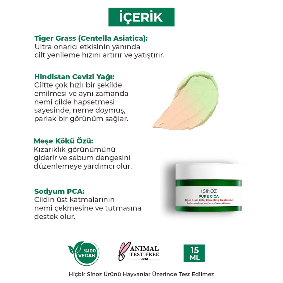 Sinoz Cica Tiger Grass Tonausgleichende Pflegecreme 15ml