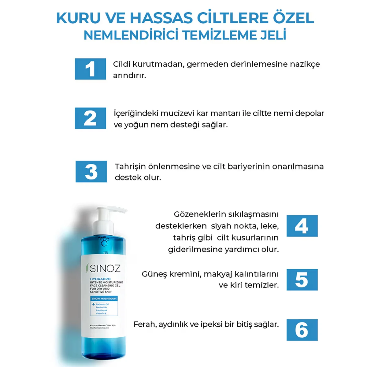Sinoz Hydrapro Facial Cleansing Gel For Dry And Sensitive Skin 400 ml
