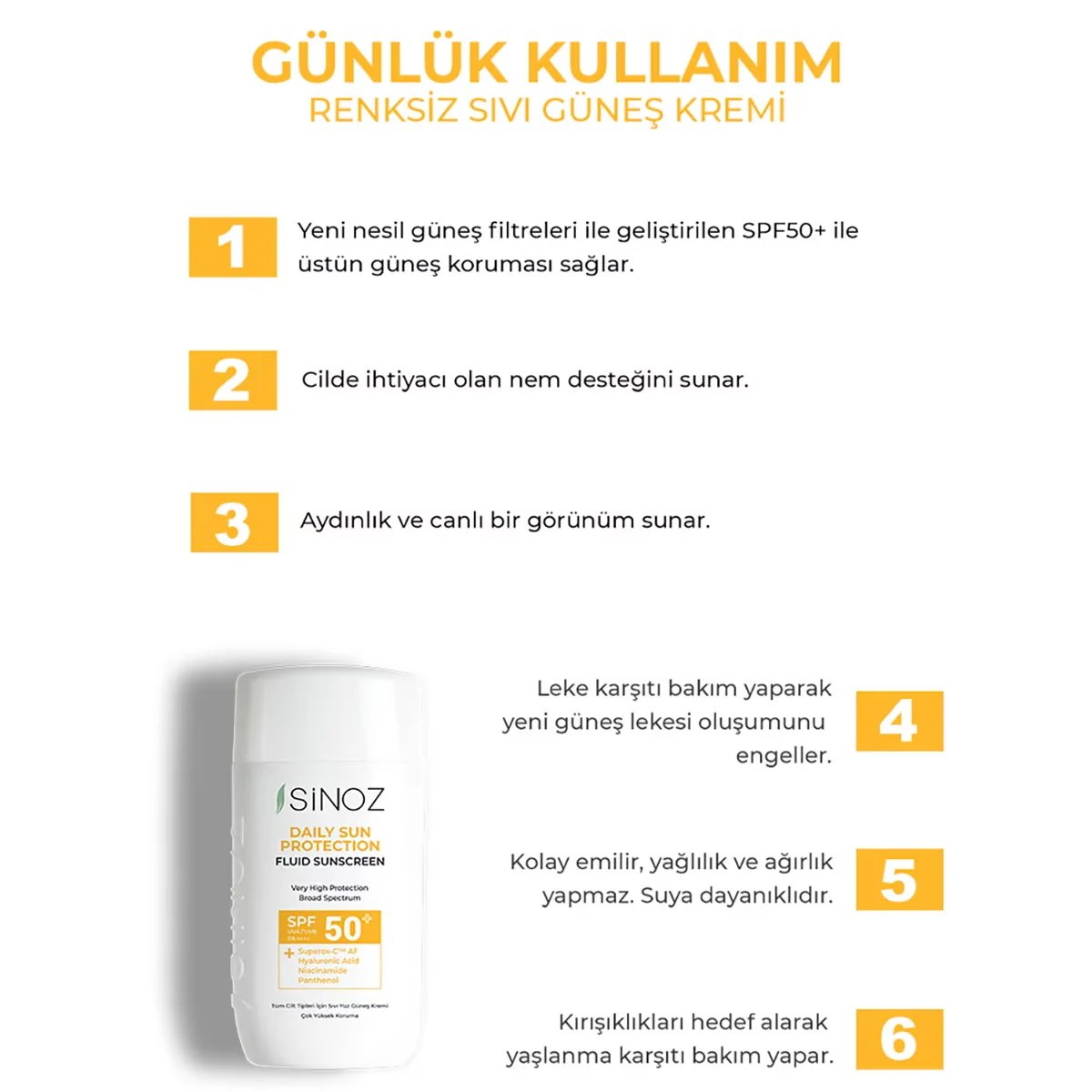 Sinoz Spf50 daily Use Liquid Sun Cream 50 ml