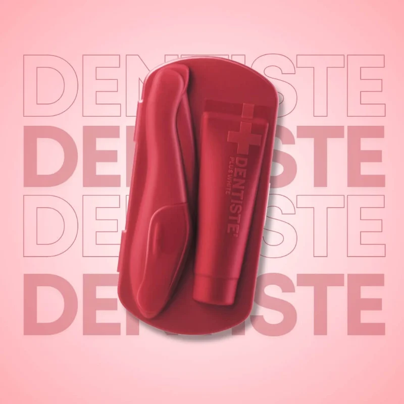 Dentiste مجموعة العناية بالفم دينتيست بوكيت برو للسفر باللون الأحمر