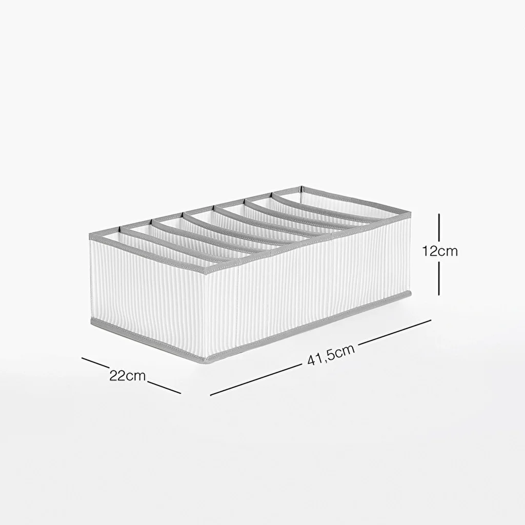 Ocean Home 7 compartment Gray Striped Drawer Organizer 22 x 41.5 x 12 cm
