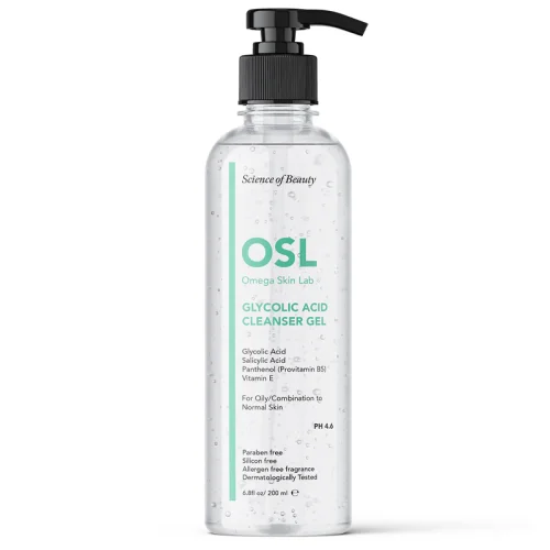 Osl Omega Skin Lab جل أو إس إل أوميجا سكين لاب جليكوليك لتنظيف الوجه والمكياج 200 مل