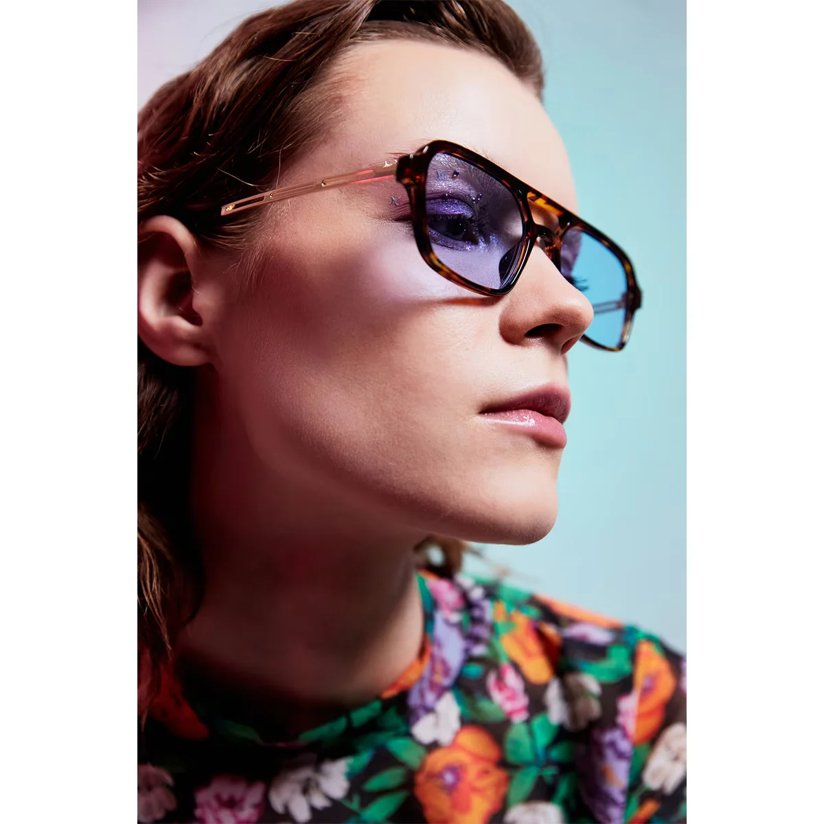 Aqua Di Polo Unisex Leopard Sonnenbrille mit blauen Gläsern