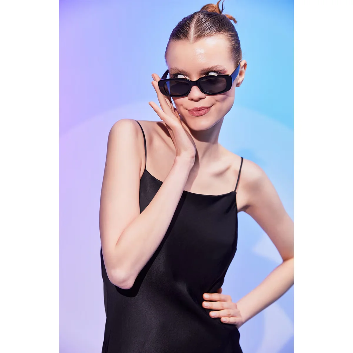 Aqua Di Polo Sunglasses Women Black Rectangle Apsi001601