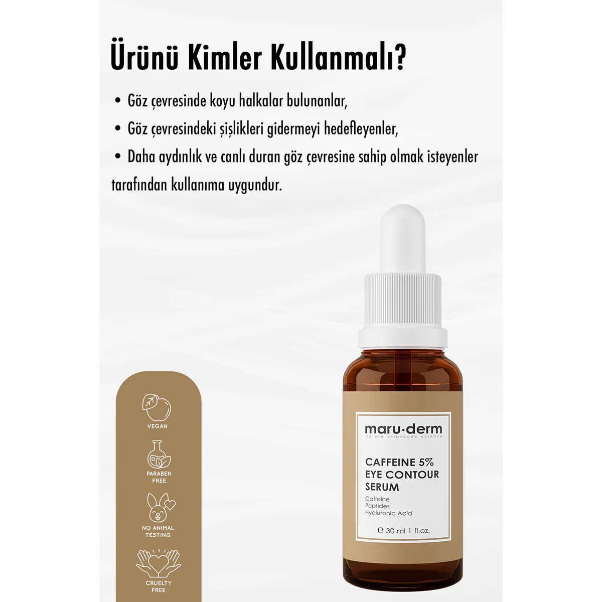 Maruderm Caffeine 5% + Peptides + Hyaluronic Acid Eye Contour Serum 30 ml
