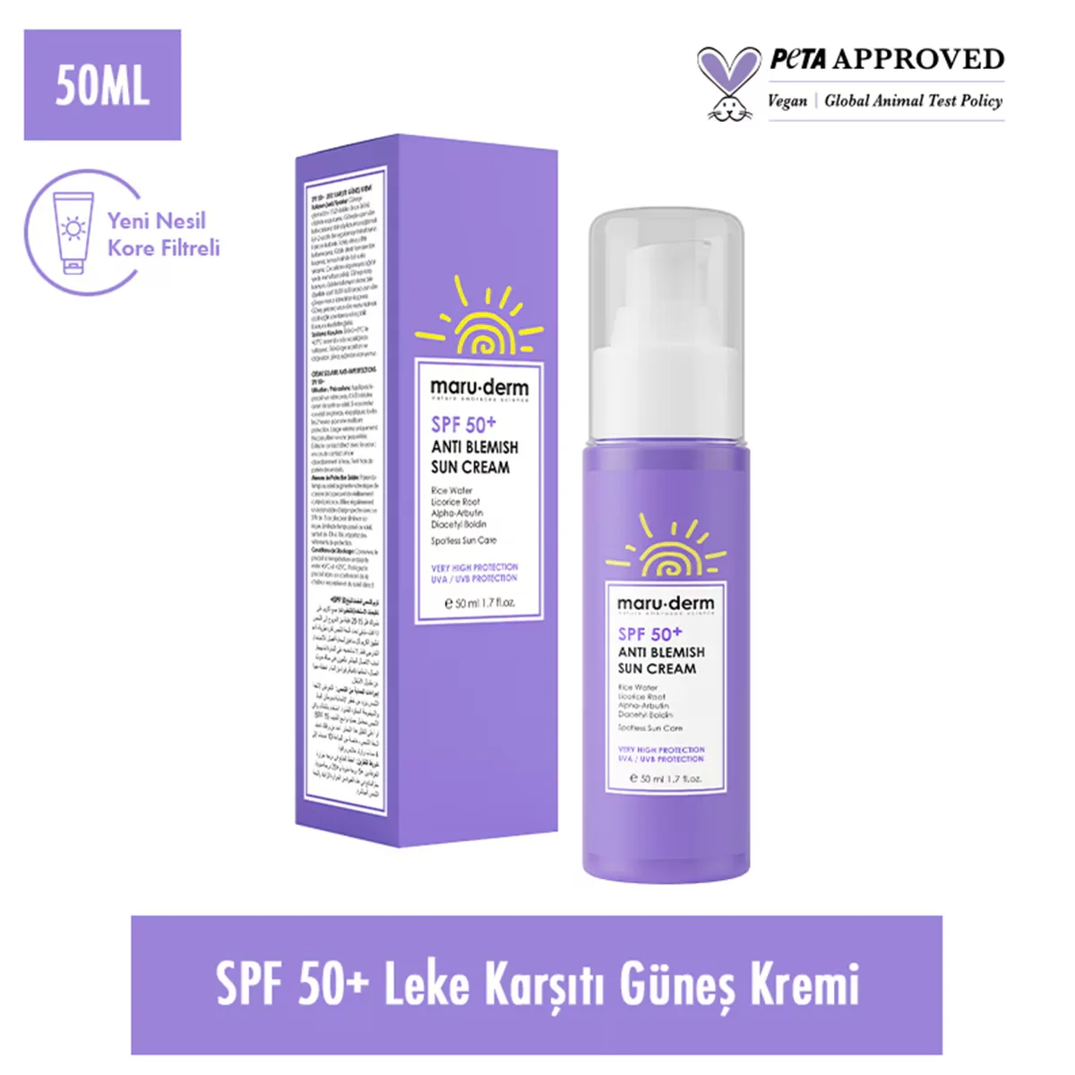 Maruderm SPF50+ Anti-Fleck Sonnencreme - Fleckenreduzierend 50ml