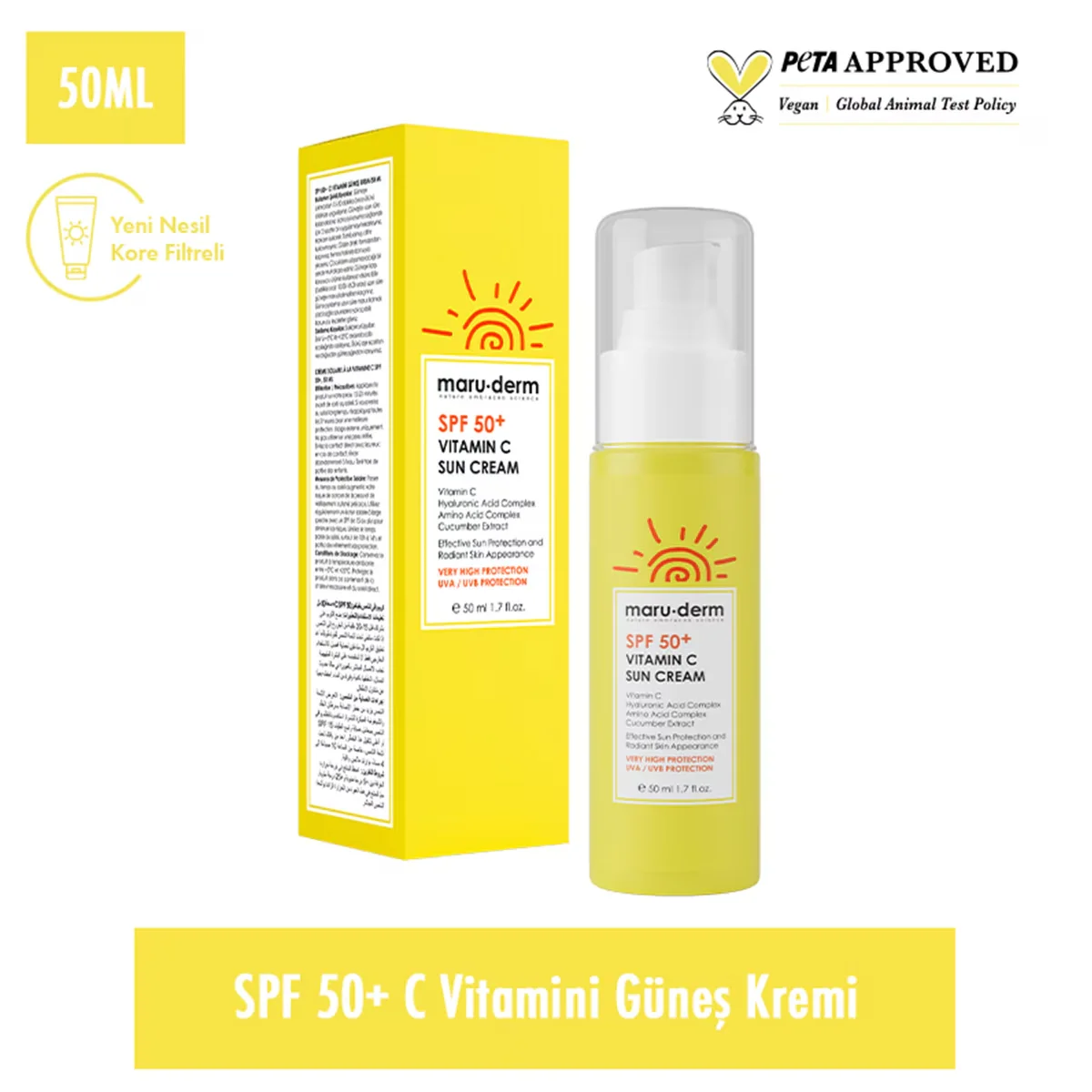 Maruderm Spf50+ Vitamin C Sun Cream 50 ml