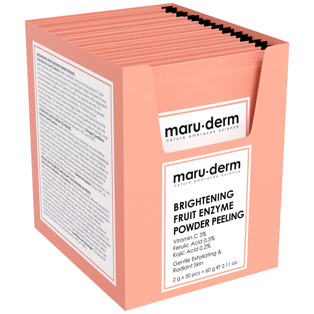Maruderm مسحوق تقشير إنزيم الفاكهة المشرق من ماروديرم، 60 غرام