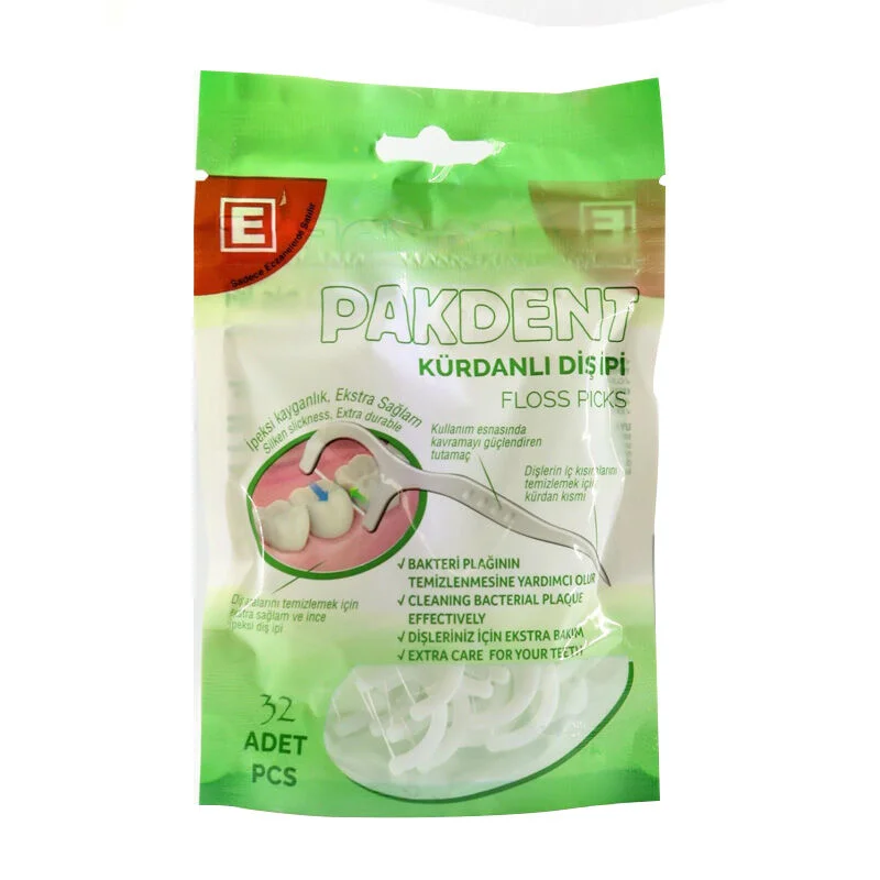 Pakdent Toothpick Dental Floss 32 pcs