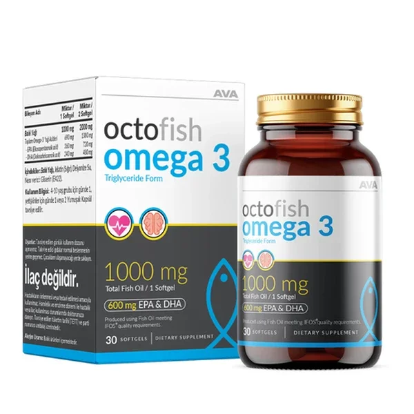 Ava Vitamin Octofish Omega 3 1000 mg Fish Oil Odorless 30 capsules