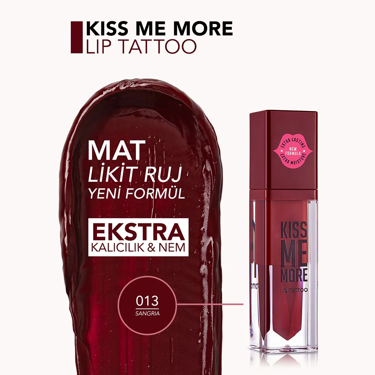 Flormar Kiss Me More Sangria Lippen-Tattoo - Langanhaltende Farbe