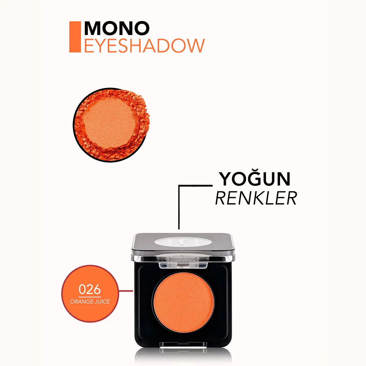Flormar Mono High Pigment &amp; Natural Shine Compact Eyeshadow 026 Orange Juice 1 pcs