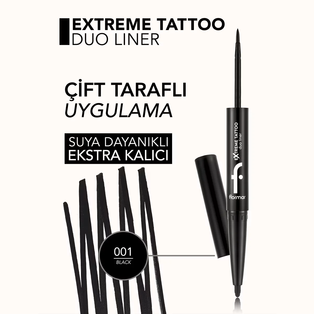 Flormar Extreme Tattoo Duo Eyeliner &amp; Gel Eyeliner 001 black