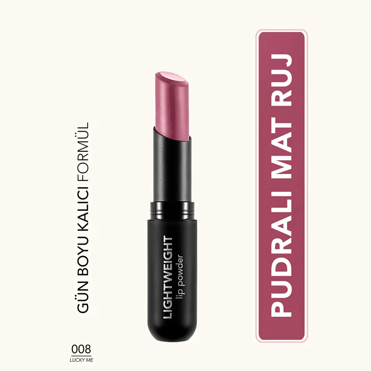 Flormar Lightweight Lip Powder High Pigment & Matte Finish Ultra Light Lipstick 008 Lucky Me 1 pcs
