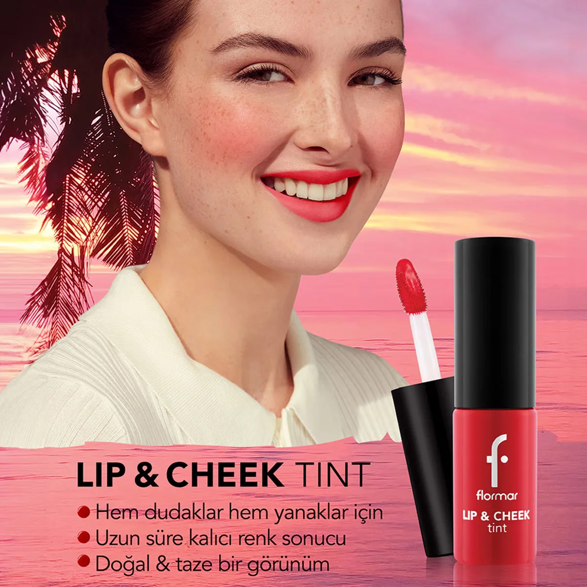 Flormar wasserbasierte Tinte für Lippen und Wangen - Natural Matte 6,9ml